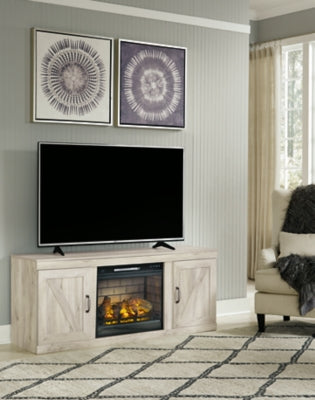 Ashley Bellaby Whitewash 4-Piece Entertainment Center with Electric Infrared Fireplace