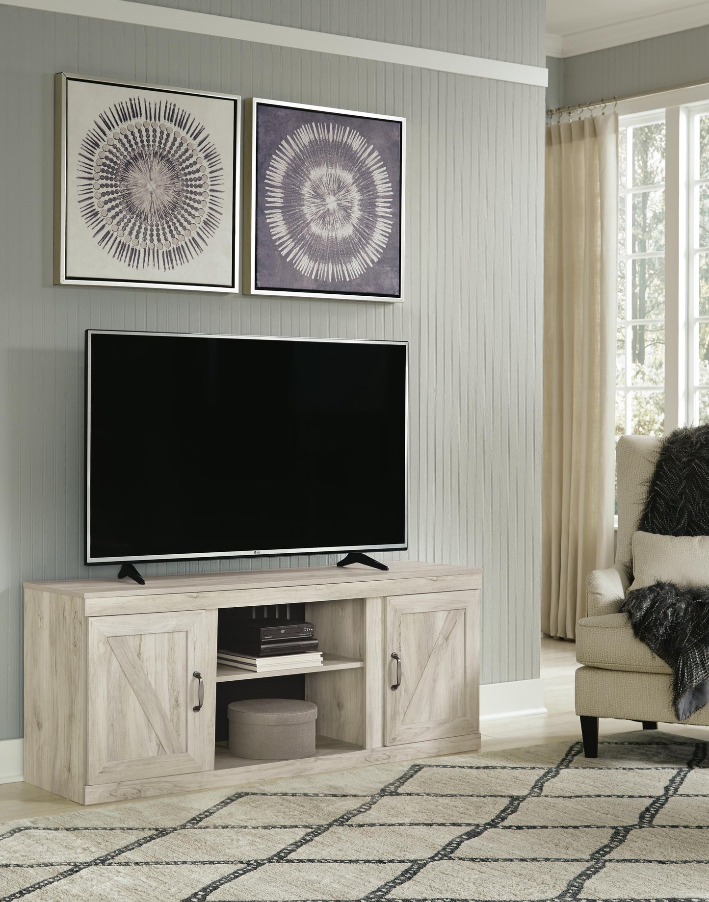 Ashley Bellaby Whitewash 4-Piece Entertainment Center with 60" TV Stand