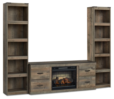 Ashley Trinell Brown 3-Piece Entertainment Center with Electric Fireplace