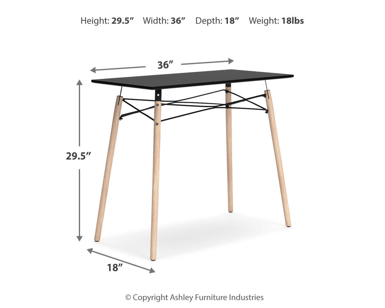 Ashley Jaspeni Black Natural Home Office Desk