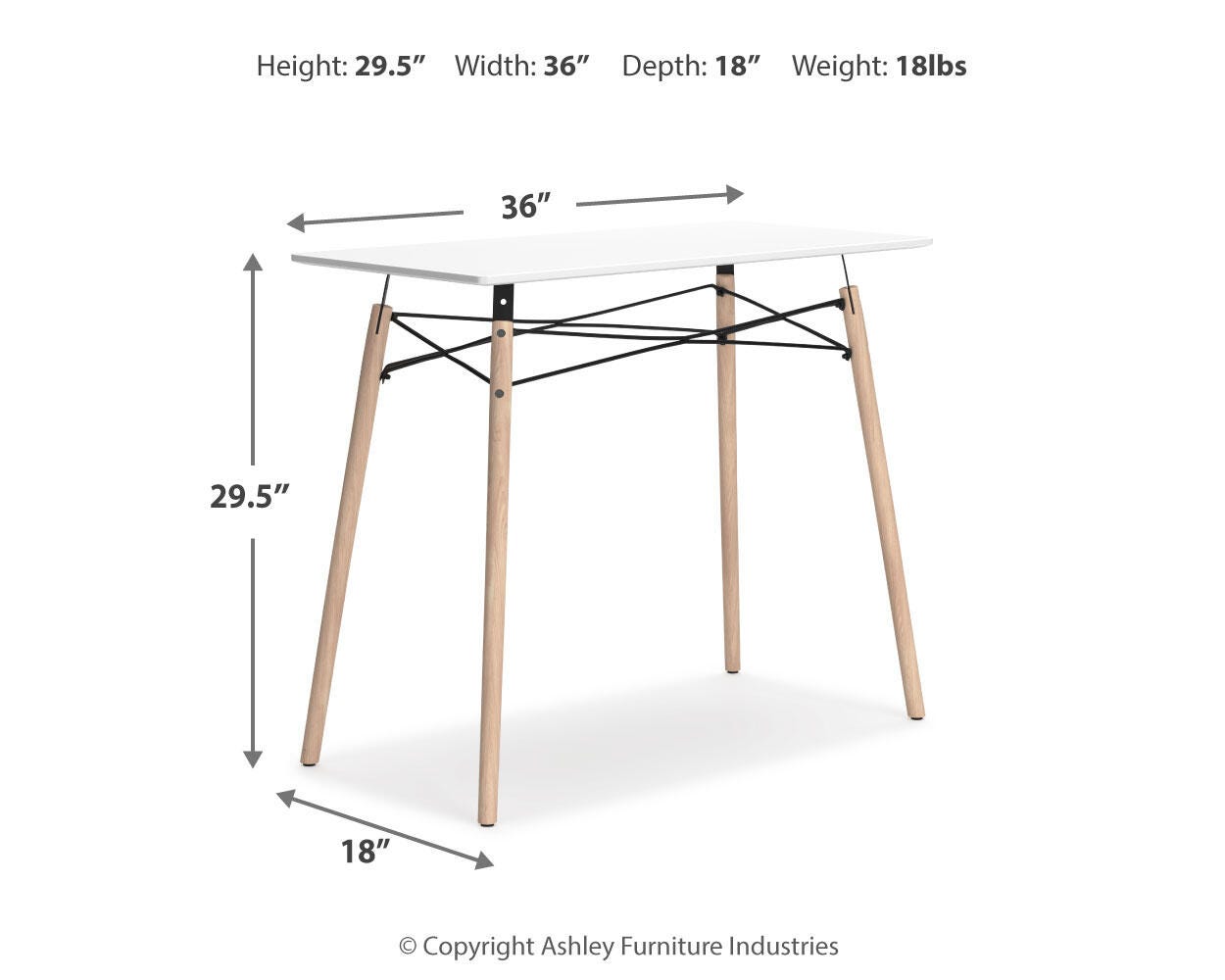 Ashley Jaspeni White Natural Home Office Desk