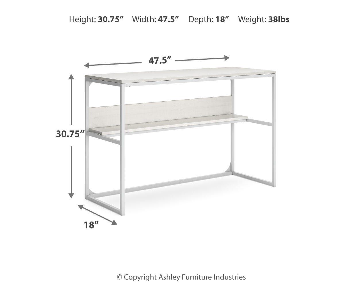 Ashley Deznee White Home Office Desk with Shelf