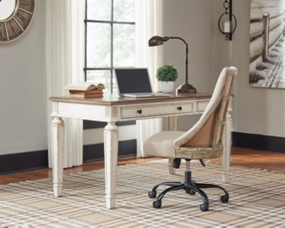 Ashley Realyn White Brown Home Office Lift Top Desk