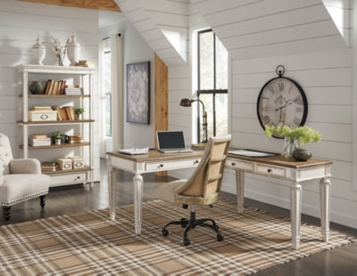 Ashley Realyn White Brown 2-Piece Home Office Desk
