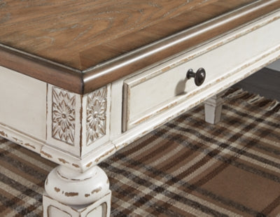 Ashley Realyn White Brown 2-Piece Home Office Desk