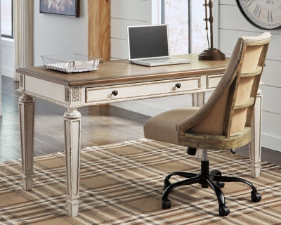 Ashley Realyn White Brown 60" Home Office Desk