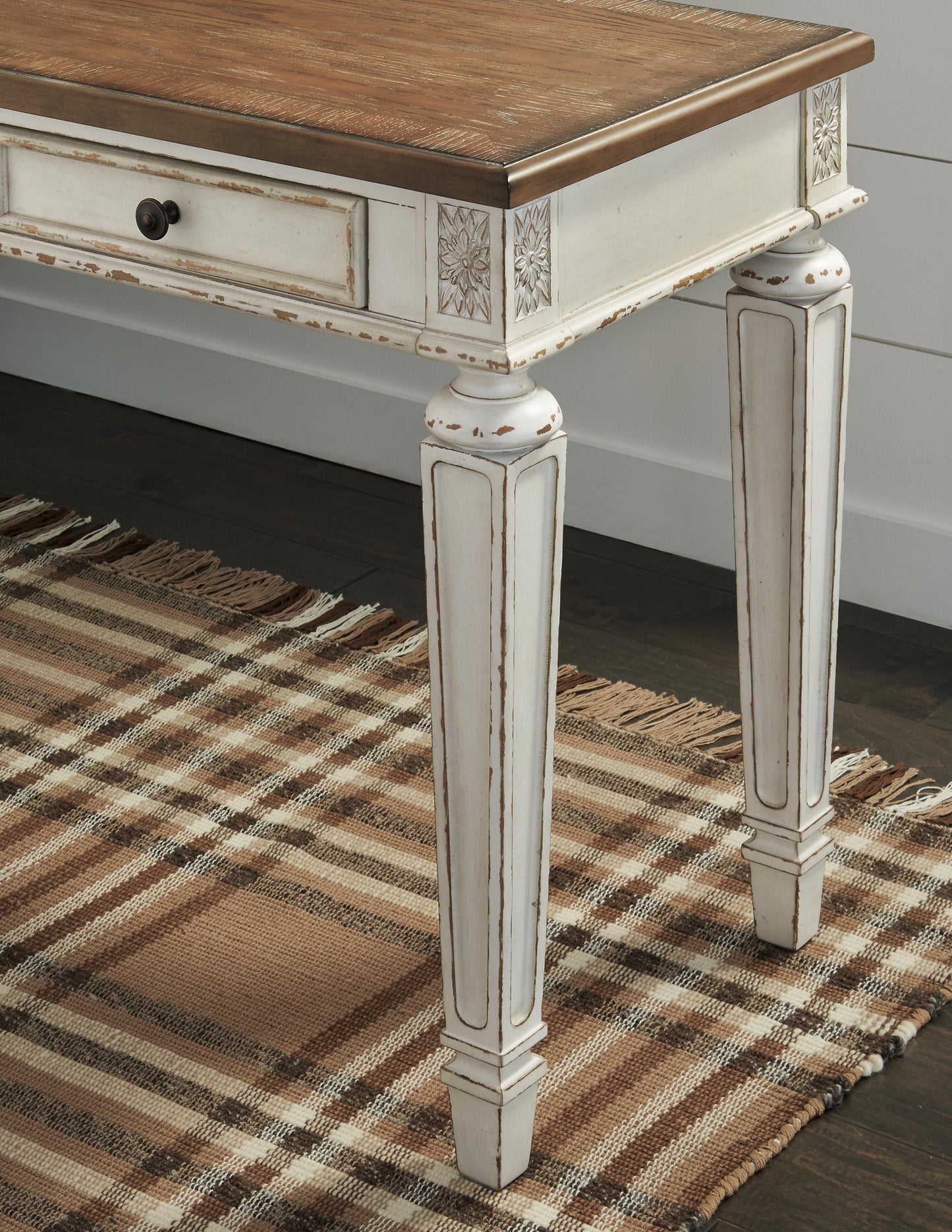 Ashley Realyn White Brown 2-Piece Home Office Desk