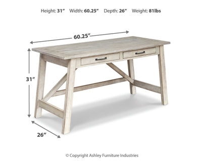 Ashley Carynhurst Whitewash 60" Home Office Desk