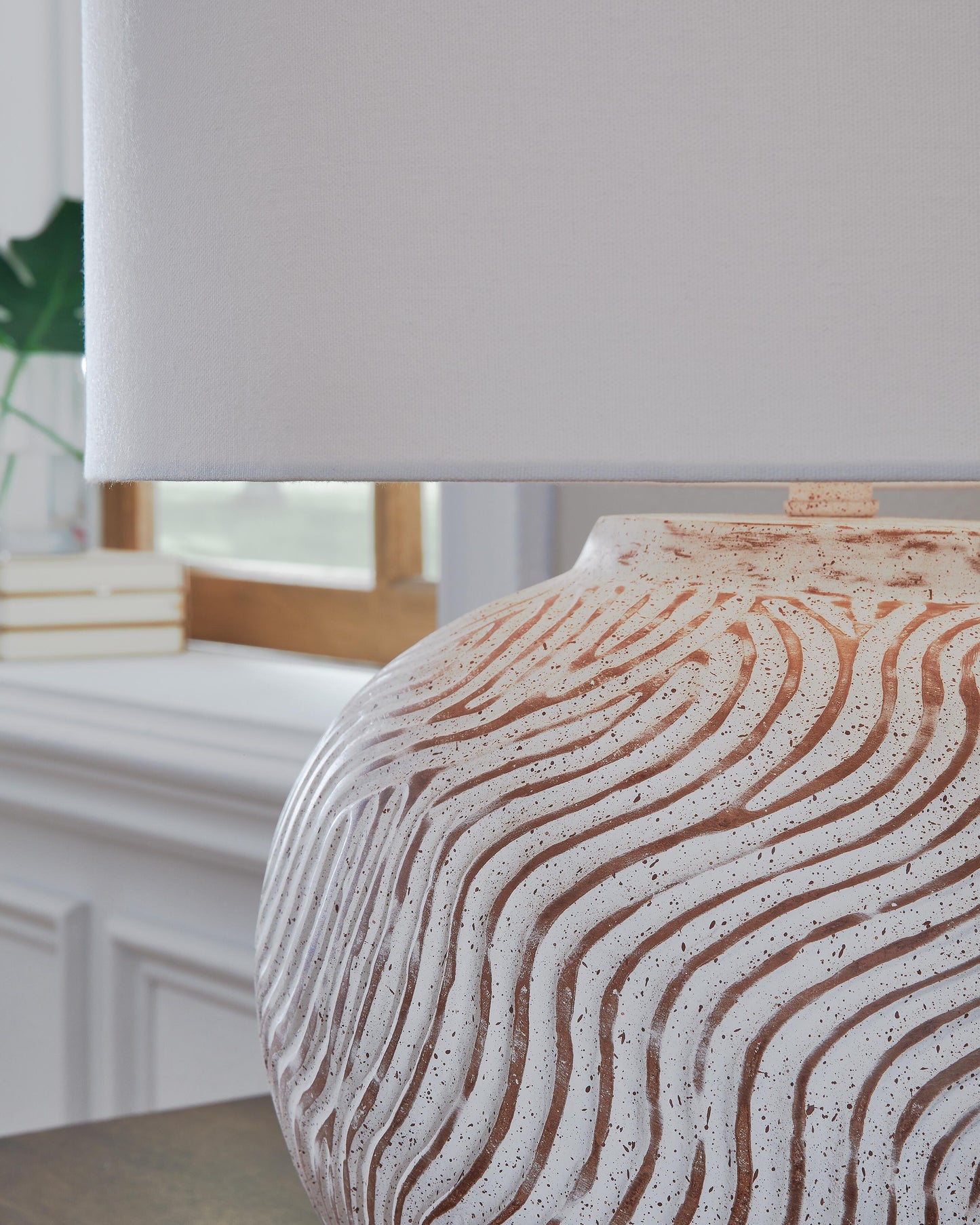 Ashley Vien Distressed White Table Lamp