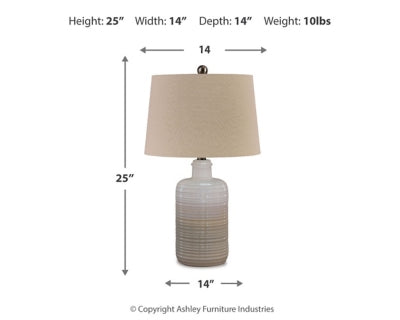 Ashley Marnina Taupe Table Lamp (Set of 2)