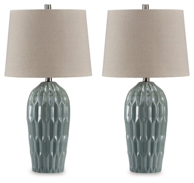 Ashley Hadbury Pale Blue Teal Table Lamp (Set of 2)