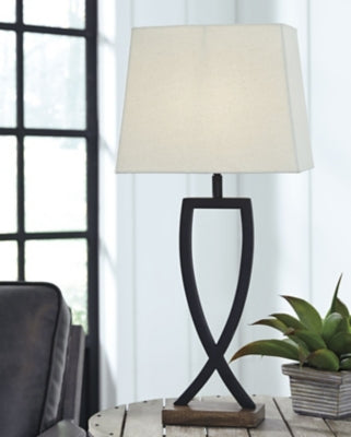Ashley Makara Black Brown Table Lamp (Set of 2)