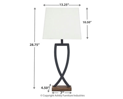 Ashley Makara Black Brown Table Lamp (Set of 2)