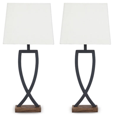 Ashley Makara Black Brown Table Lamp (Set of 2)