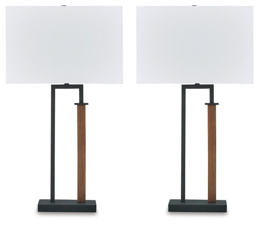 Ashley Voslen Black Brown Table Lamp (Set of 2)