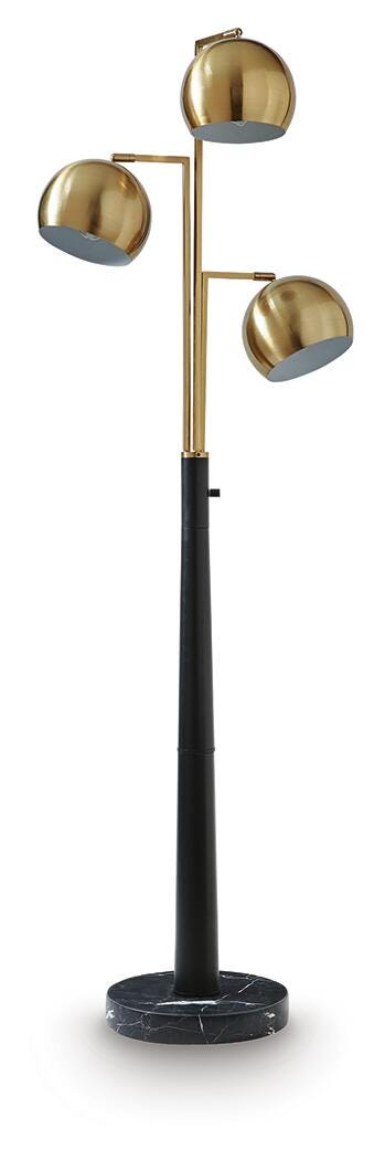 Ashley Sorcha Gold Finish Black Floor Lamp