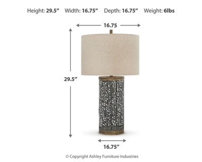 Ashley Dayo Gray Gold Finish Table Lamp