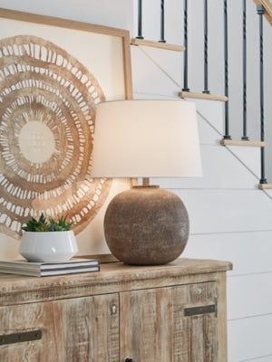 Ashley Neavesboro Antique Brown White Table Lamp