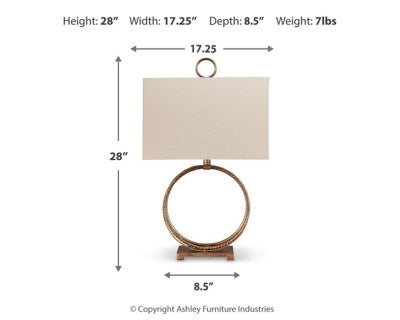Ashley Mahala Antique Gold Finish Table Lamp