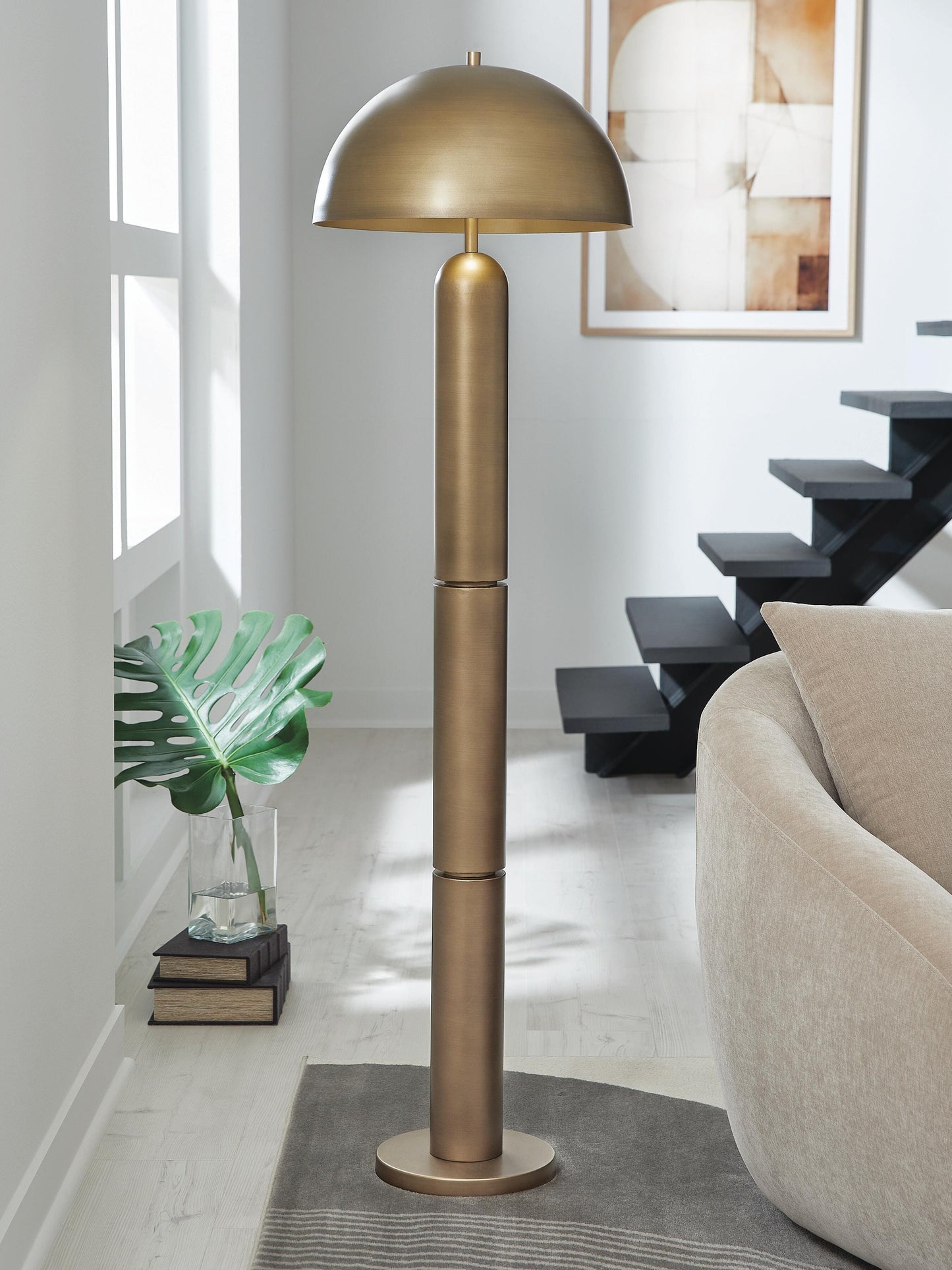 Ashley Wendfield Antique Gold Finish Floor Lamp