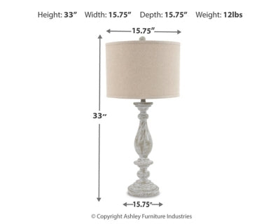 Ashley Bernadate Whitewash Table Lamp (Set of 2)