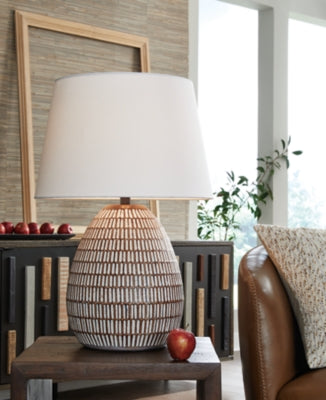 Ashley Darrich Beige White Table Lamp