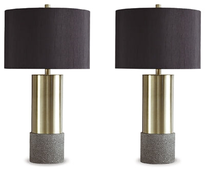 Ashley Jacek Gray Brass Finish Table Lamp (Set of 2)