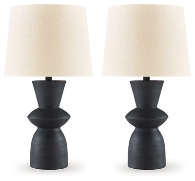 Ashley Scarbot Distressed Black Table Lamp (Set of 2)