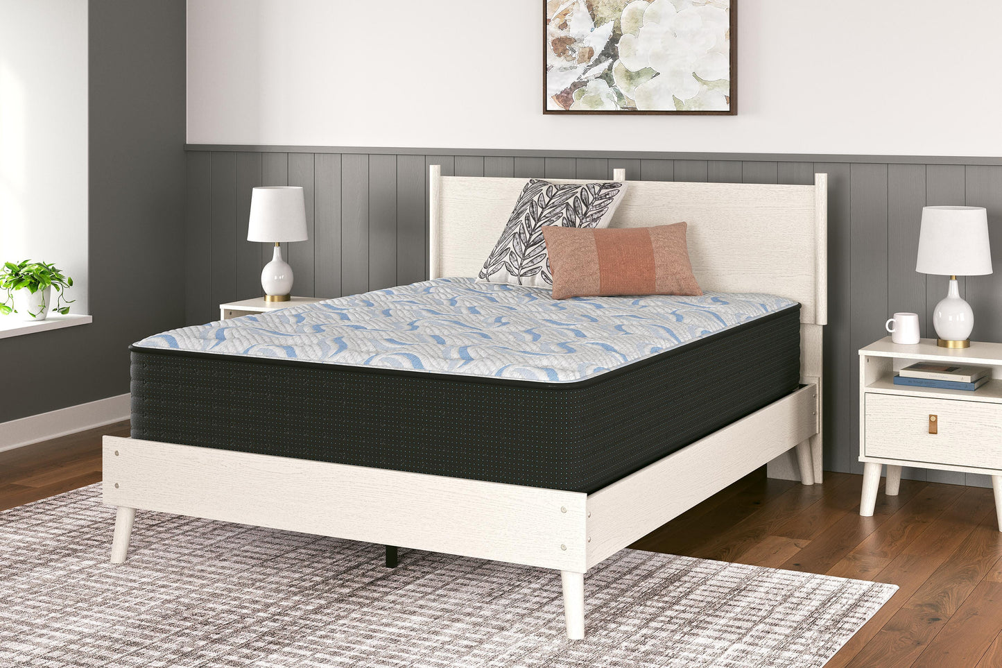 Ashley Elite Springs Plush Gray Blue Queen Mattress