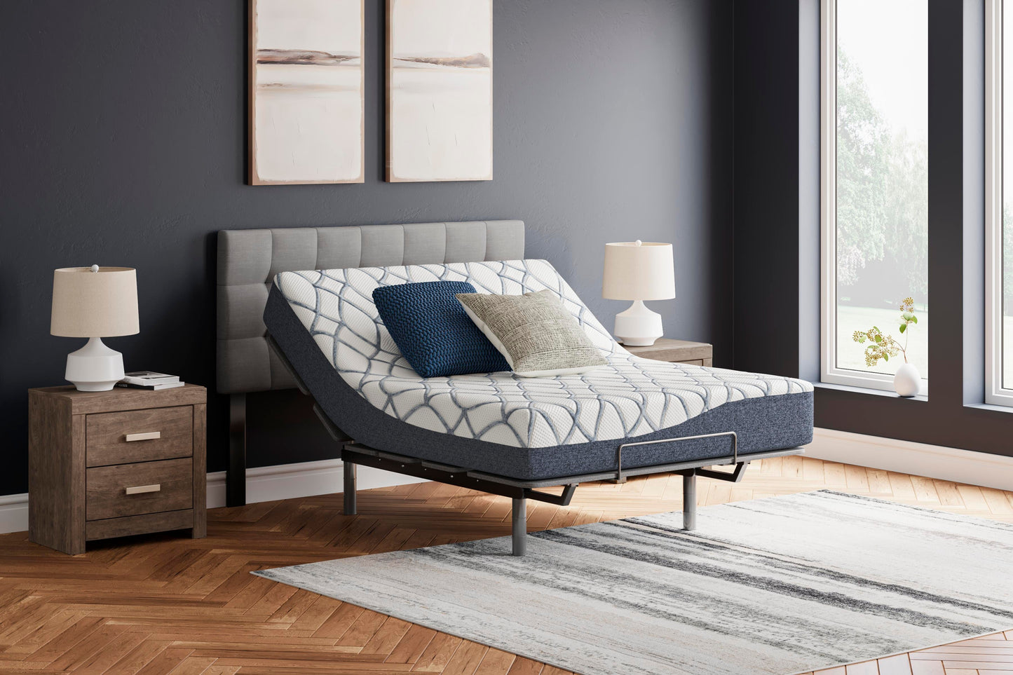 Ashley 10 Inch Chime Elite 2.0 White Blue California King Mattress