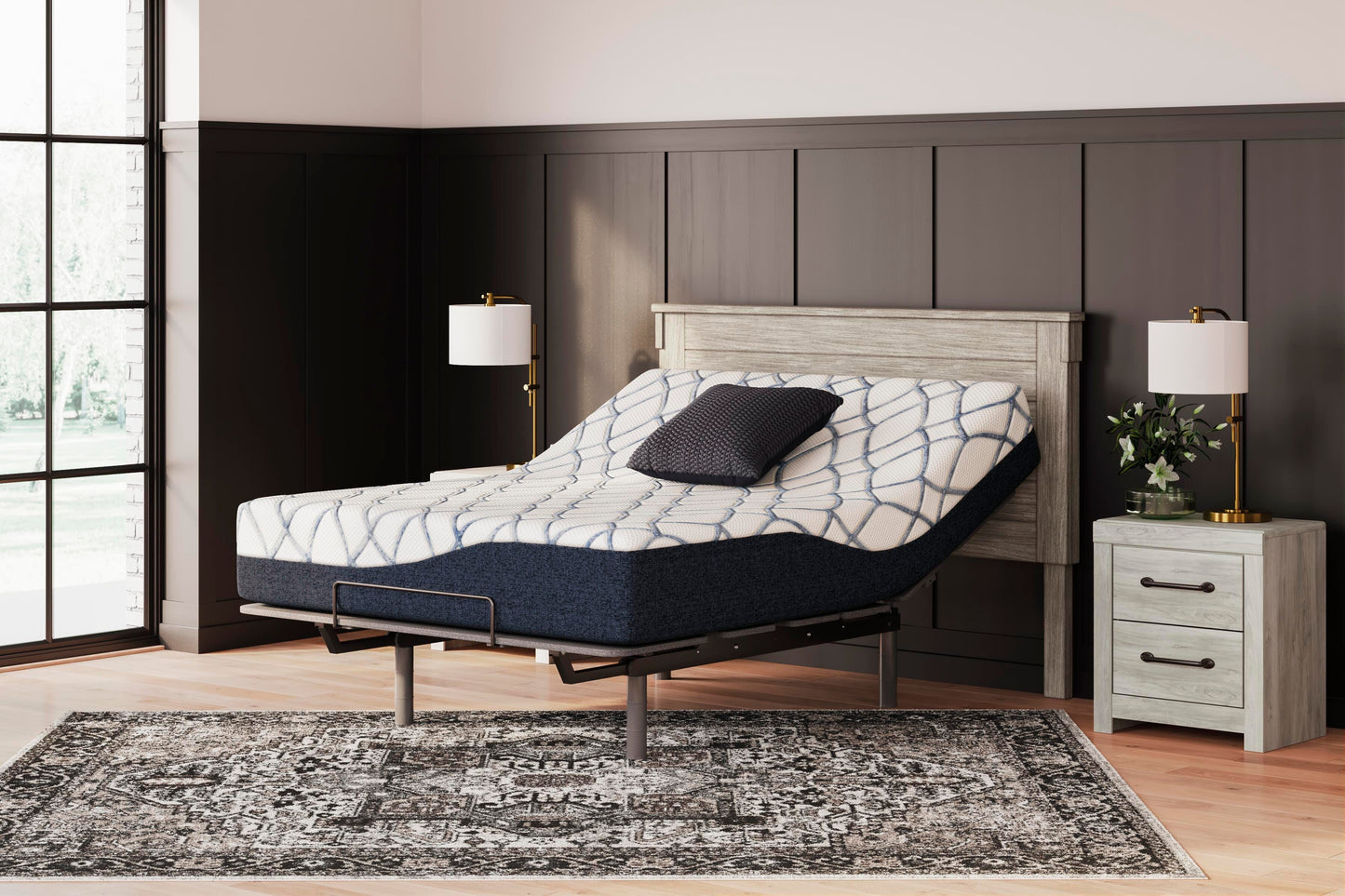 Ashley 12 Inch Chime Elite 2.0 White Blue California King Mattress