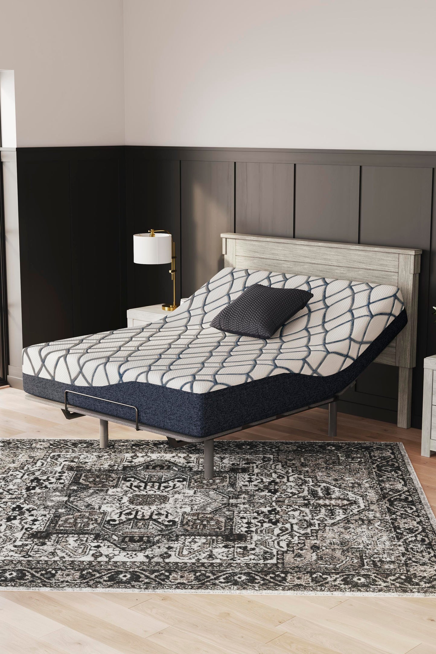 Ashley 12 Inch Chime Elite 2.0 White Blue California King Mattress