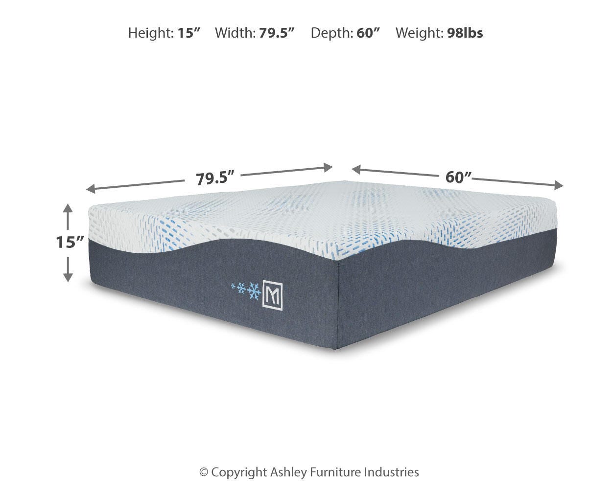 Ashley Millennium Luxury Plush Gel Latex Hybrid White Queen Mattress