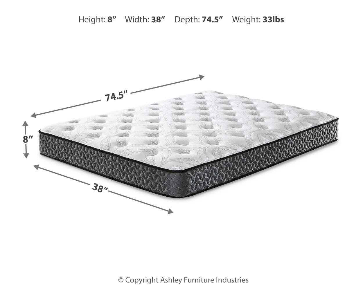 Ashley 8 Inch Bonnell Hybrid White Twin Mattress