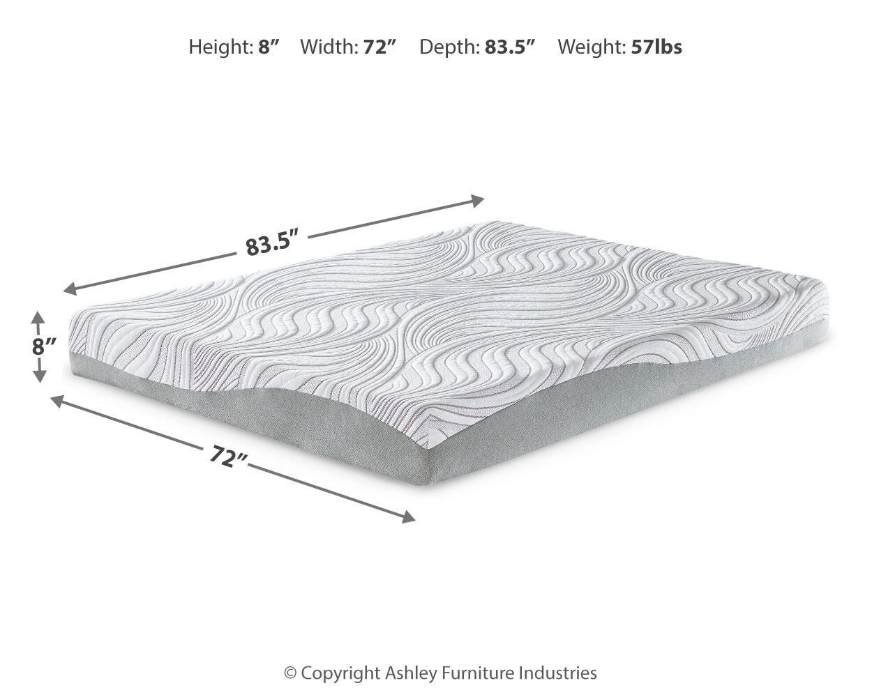 Ashley 8 Inch Memory Foam White California King Mattress