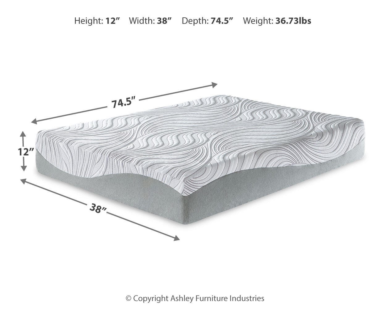 Ashley 12 Inch Memory Foam White Twin Mattress
