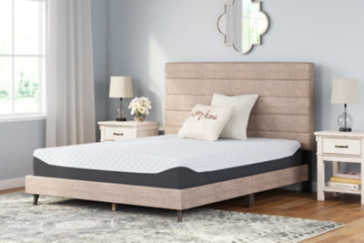 Ashley 10 Inch Chime Elite White Blue Full Memory Foam Mattress in a box