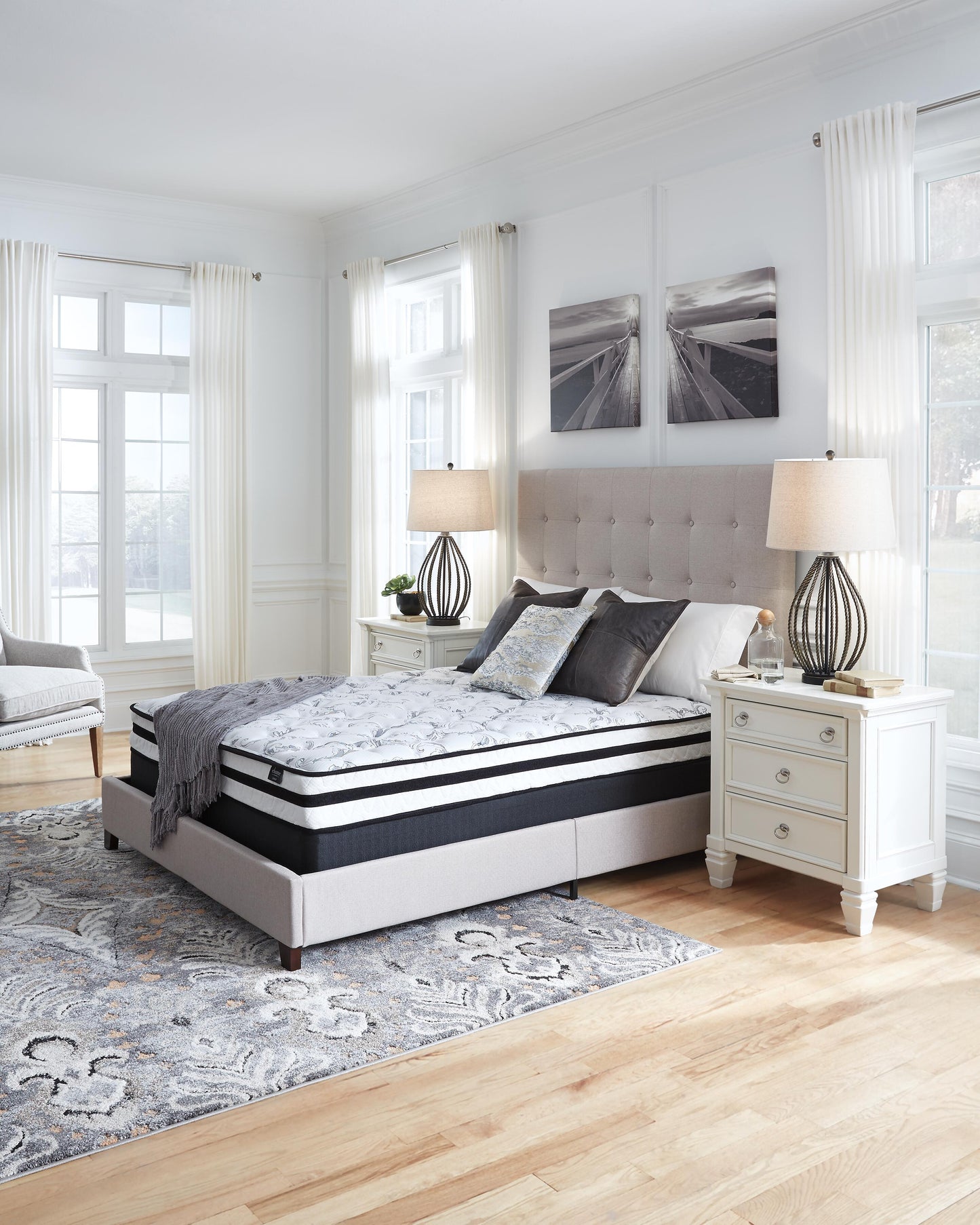 Ashley 8 Inch Chime Innerspring White Queen Mattress in a Box