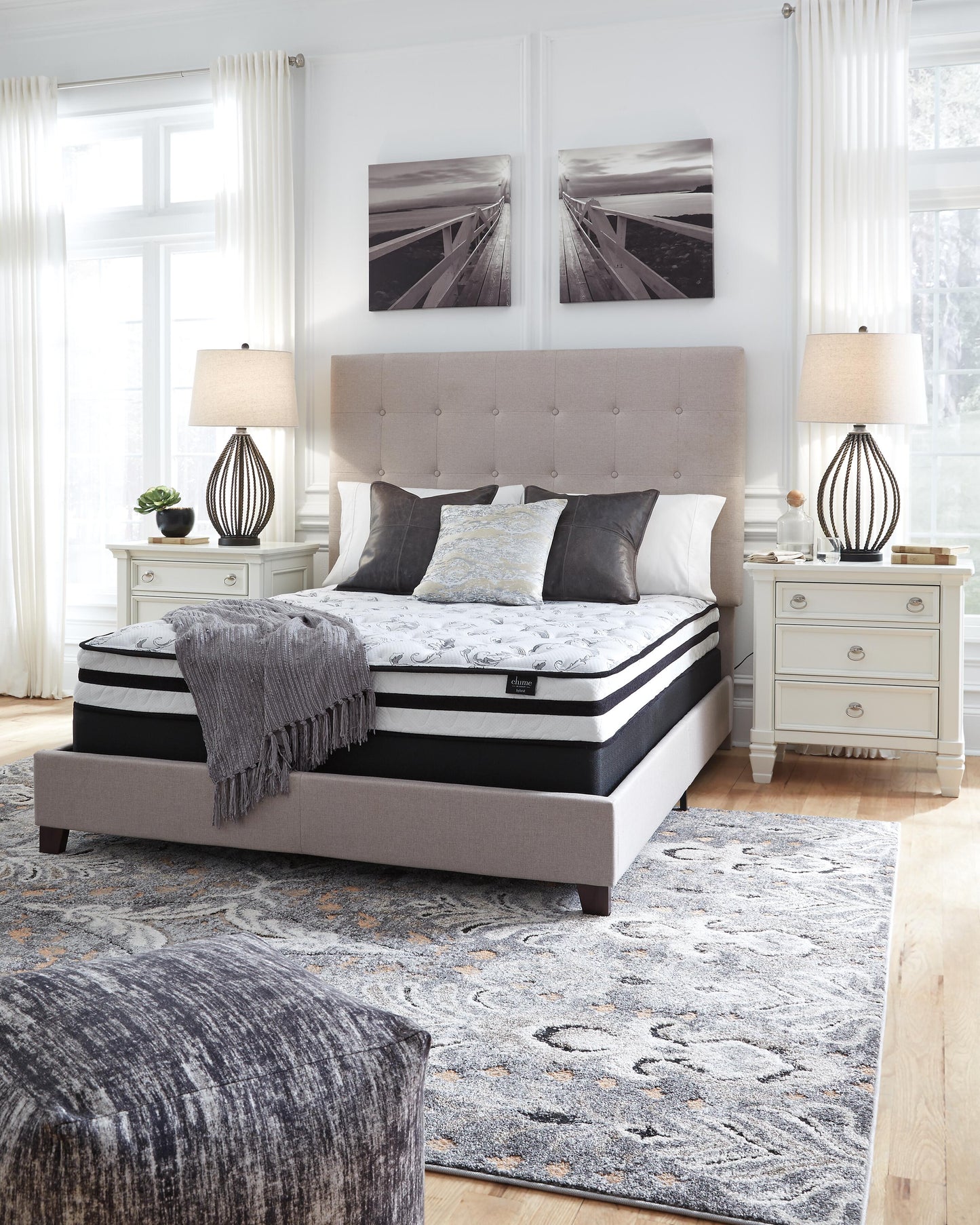 Ashley 8 Inch Chime Innerspring White Queen Mattress in a Box
