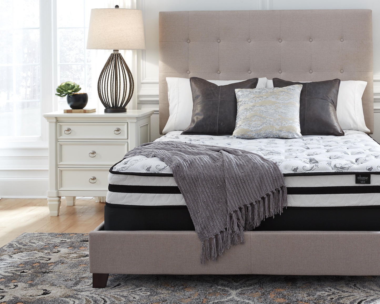 Ashley 8 Inch Chime Innerspring White Queen Mattress in a Box