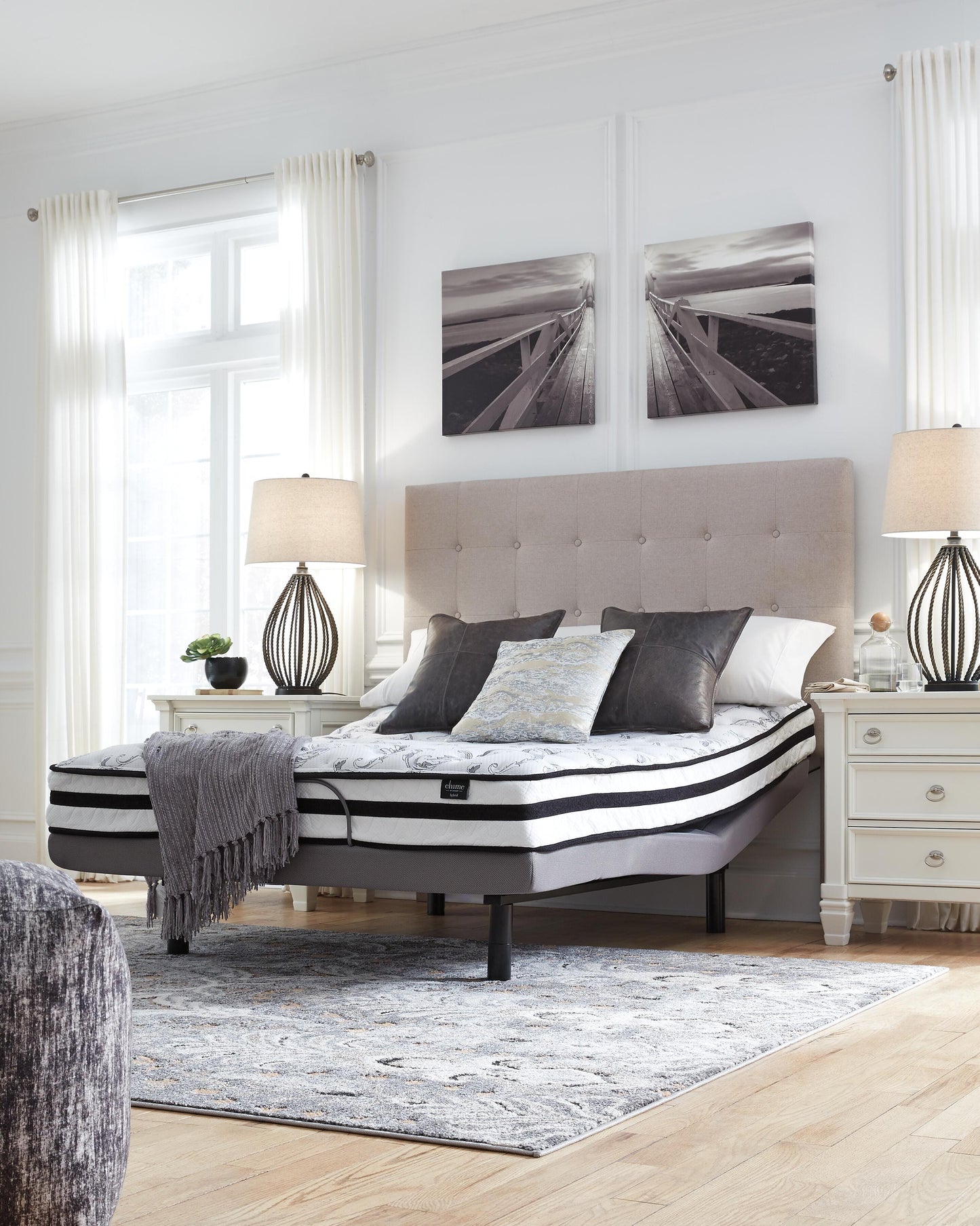 Ashley 8 Inch Chime Innerspring White Queen Mattress in a Box