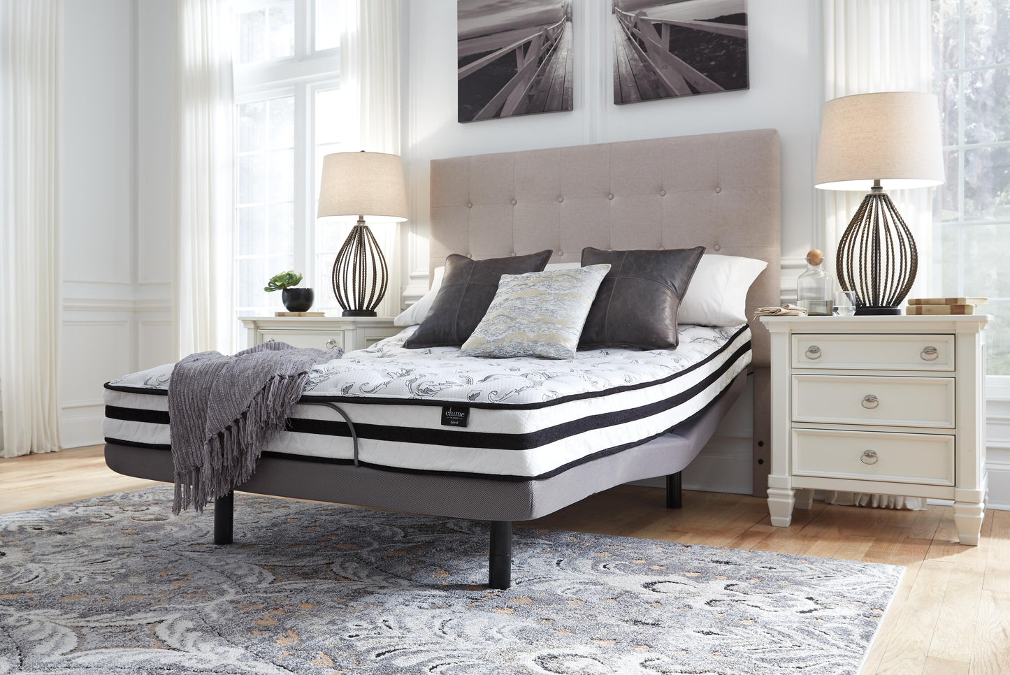 Ashley 8 Inch Chime Innerspring White Queen Mattress in a Box