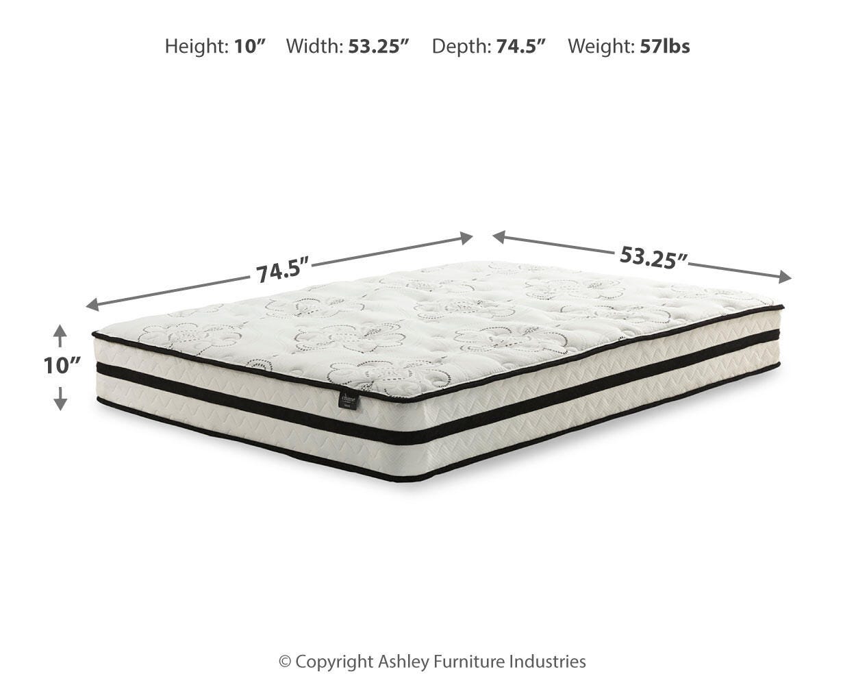 Ashley Chime 10 Inch Hybrid White Full Mattress in a Box