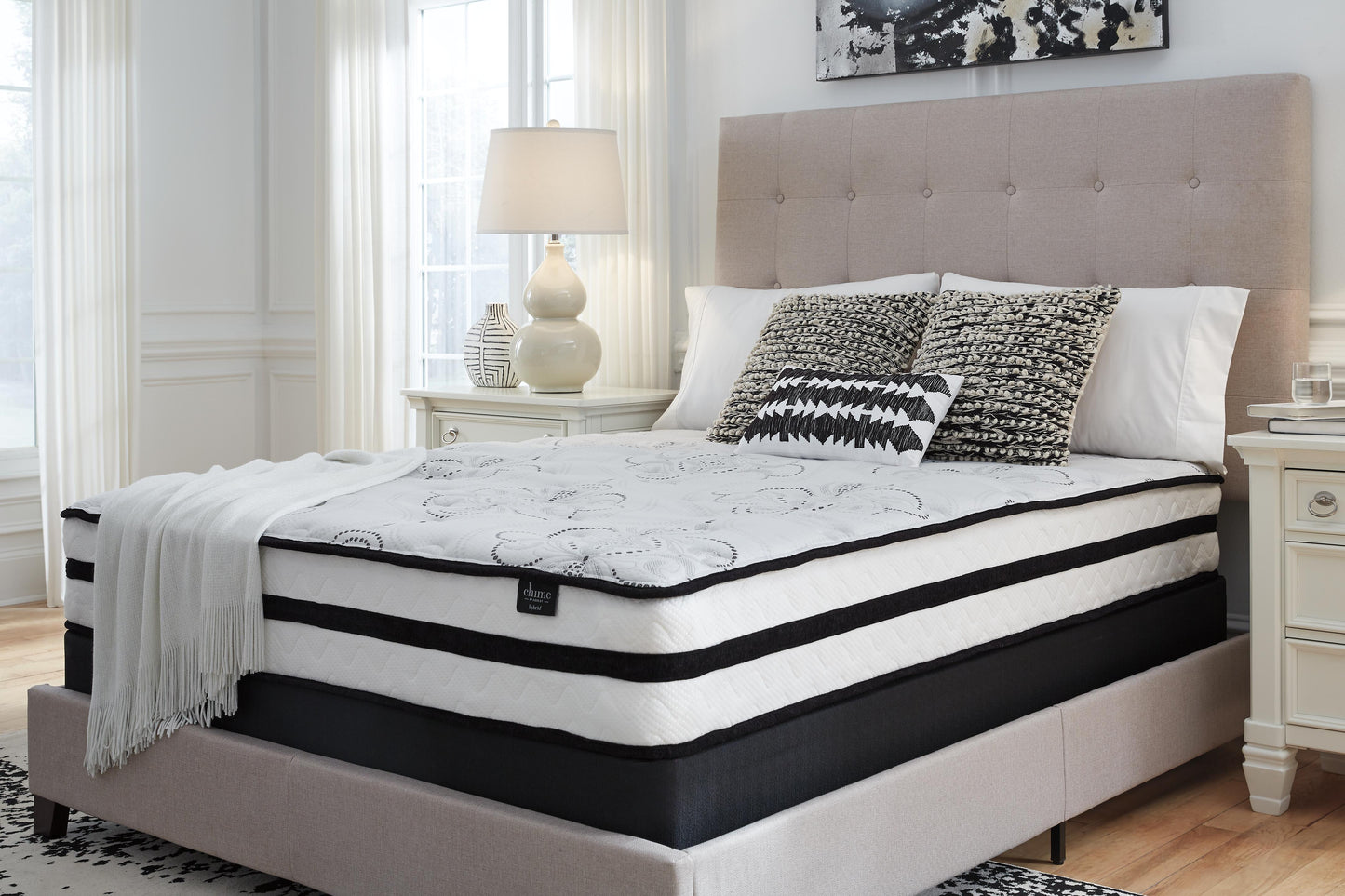 Ashley Chime 10 Inch Hybrid White Queen Mattress in a Box
