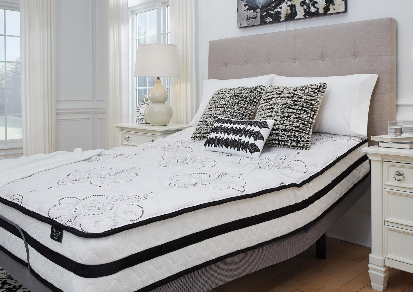 Ashley Chime 10 Inch Hybrid White Queen Mattress in a Box