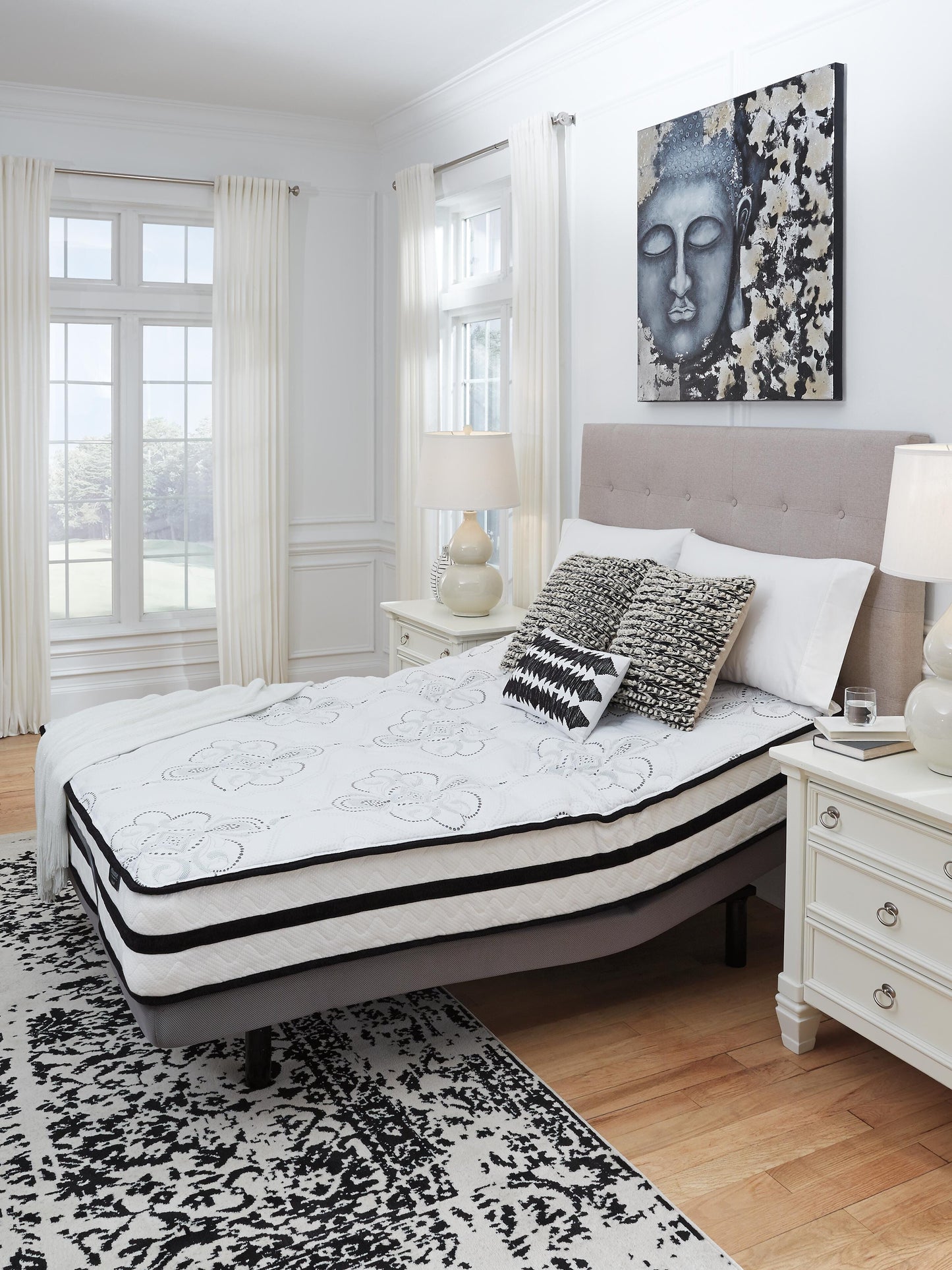 Ashley Chime 10 Inch Hybrid White Queen Mattress in a Box
