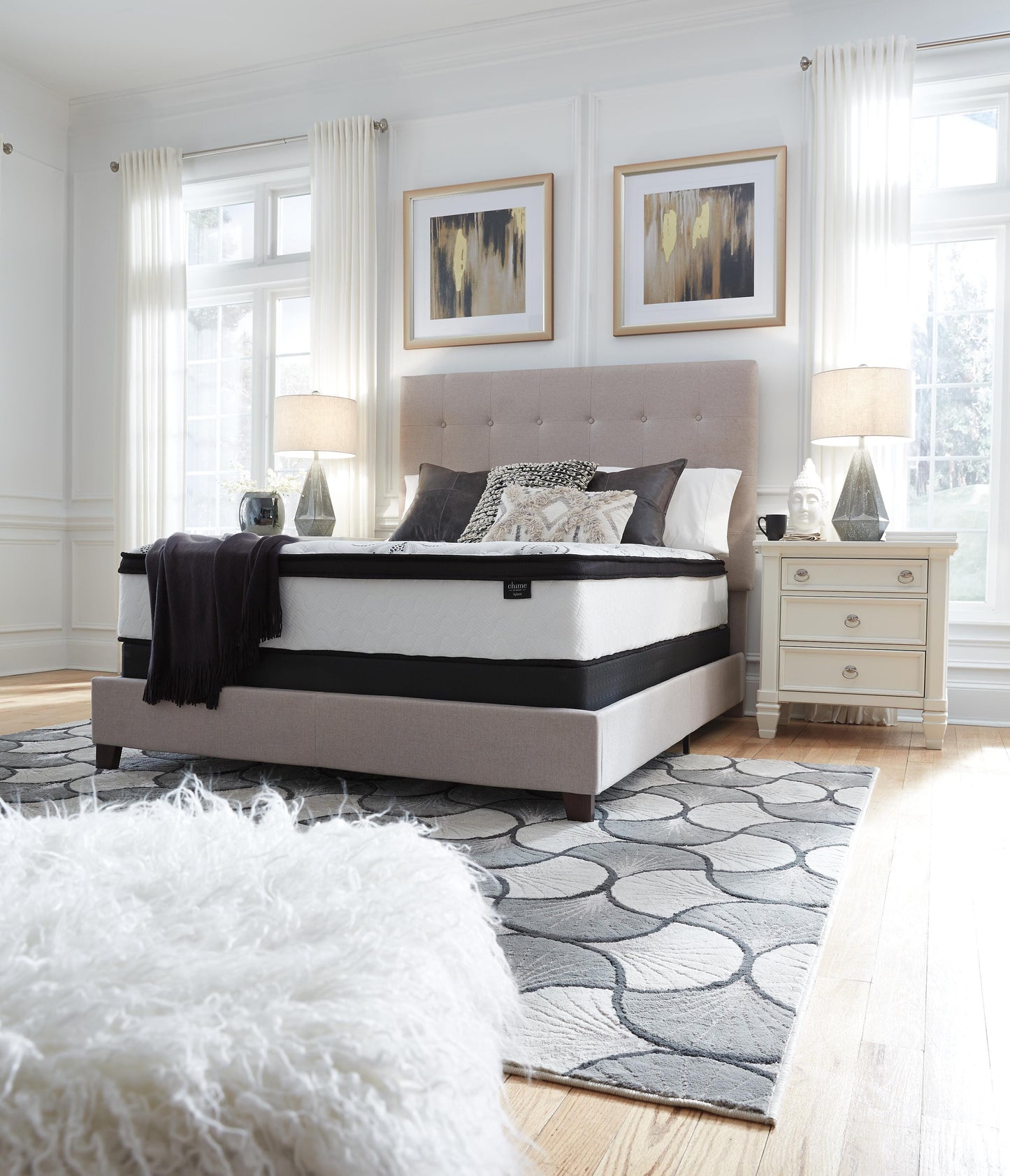 Ashley Chime 12 Inch Hybrid White Queen Mattress in a Box