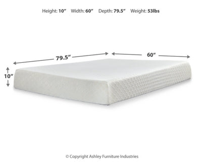 Ashley 10 Inch Chime Memory Foam White Queen Mattress in a Box