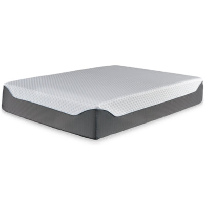 Ashley 14 Inch Chime Elite White Blue Queen Memory Foam Mattress in a Box