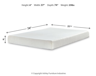 Ashley Chime 8 Inch Memory Foam White Twin Mattress in a Box